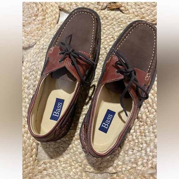 Bass Men's Two-Tone Leather Boat Shoes - Picture 1 of 4